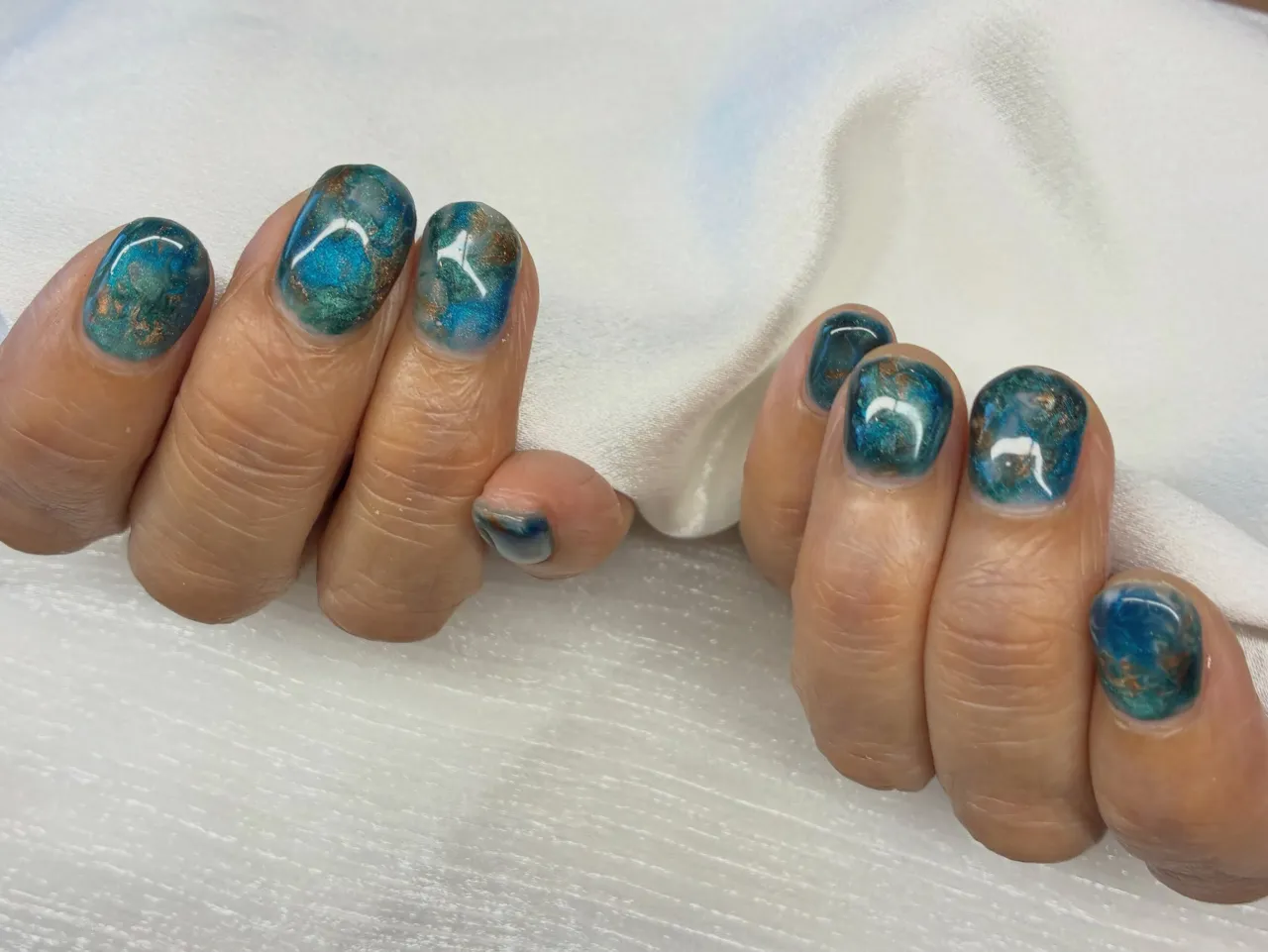 💙ターコイズ×ゴールドのニュアンスネイル✨